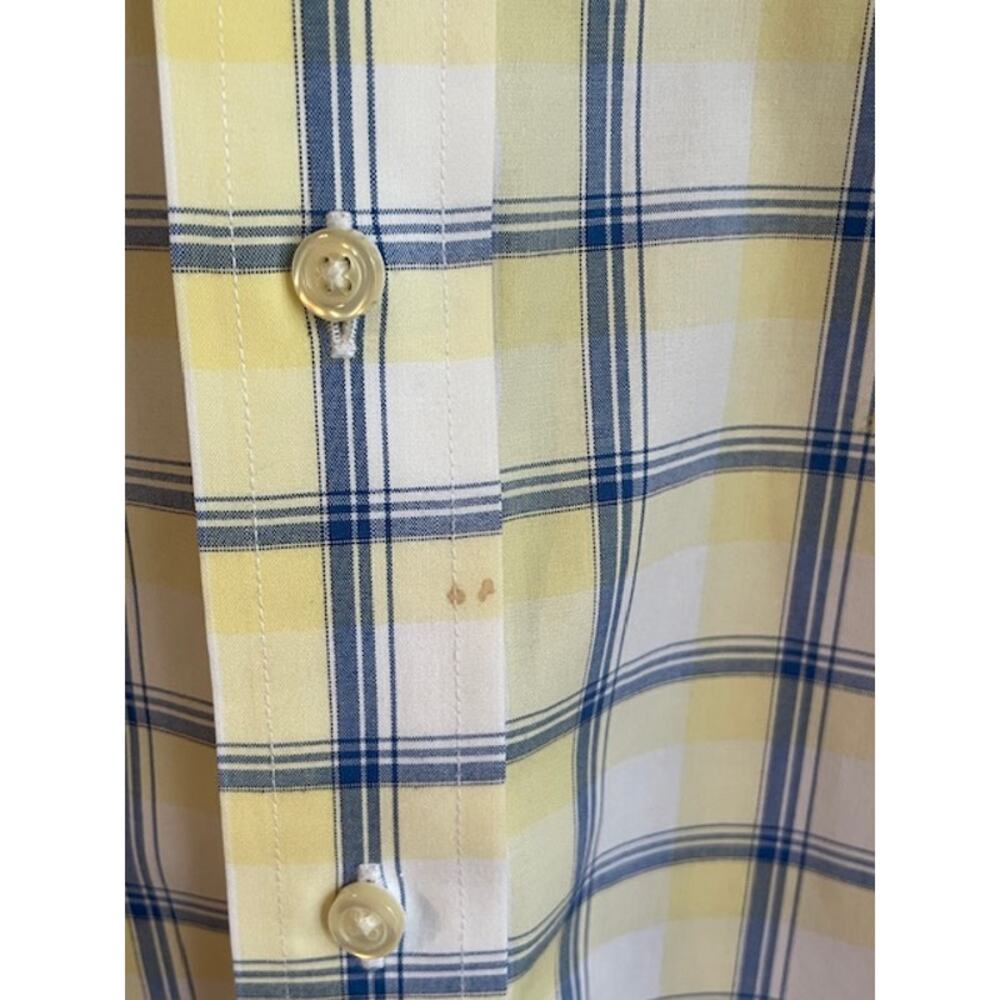 Jos. A. Bank Size Large Short Sleeve Button Front Yellow & Blue Plaid Shirt - Picture 4 of 5